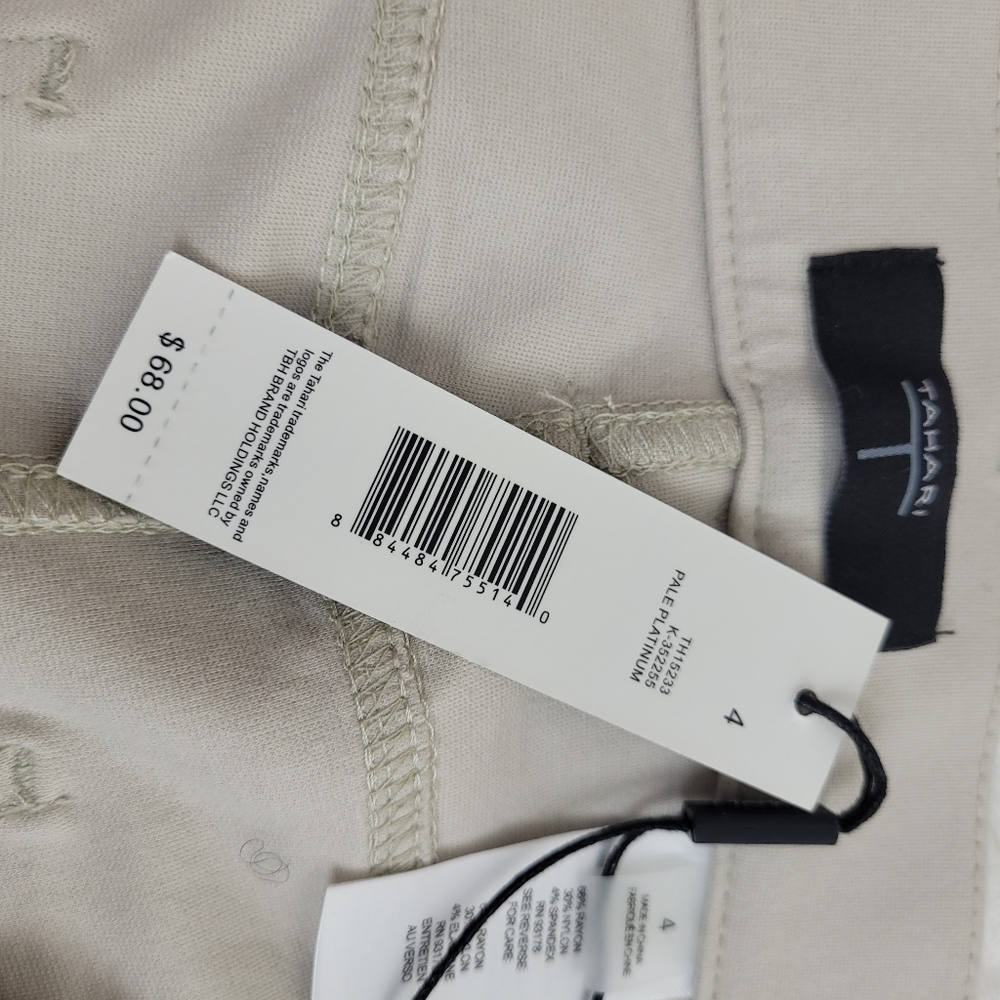 Tahari T Ponte Knit Ecru Ivory Skinny Classic Ponte Pants 5 Pockets NWT Office 4 - Picture 2 of 10